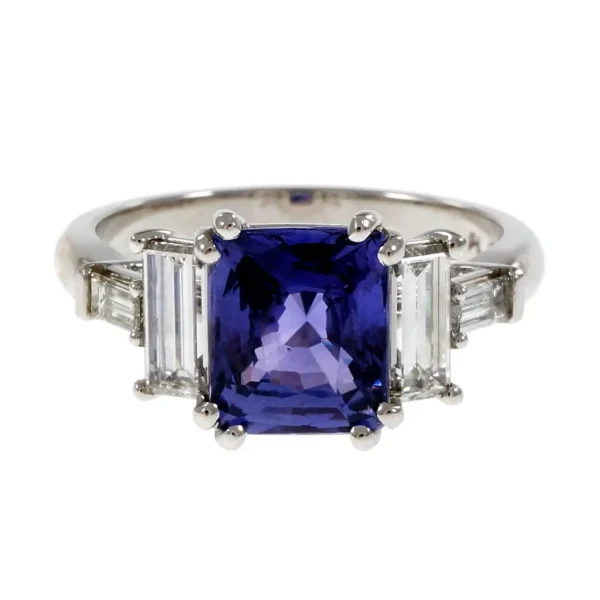 Peter Suchy Violet Natural Sapphire Platinum Engagement Ring - Image 2