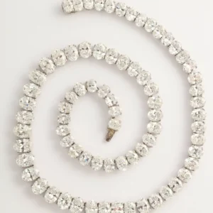 Rare Oval Diamond Platinum Necklace