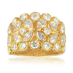 Rosee 4.25 Carats Diamond Gold Floral Band Ring