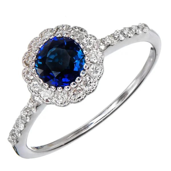 Royal Blue Sapphire Halo Diamond G