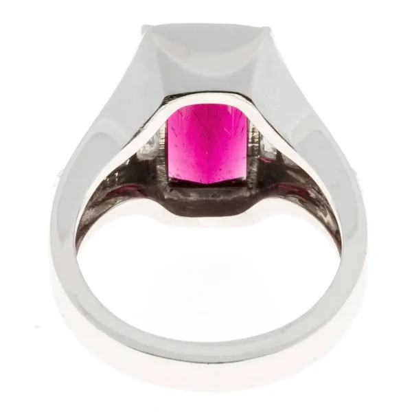 Rubellite Red Tourmaline Diamond Platinum Engagement Ring - Image 3