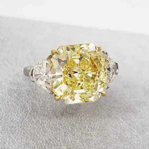 Scarselli 10 Carat Fancy Intense Yellow Internally Flawless Radiant Diamond Ring