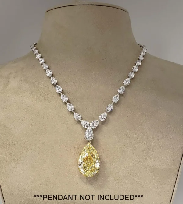 Scarselli 31 Carat Pear Cut Diamond Tennis Necklace in Platinum GIA Certified - Image 5