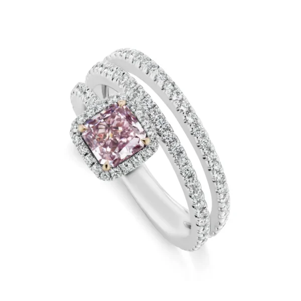 Scarselli Fancy Purple-Pink 1.00 carat Radiant Cut Diamond Engagement Ring - Image 9