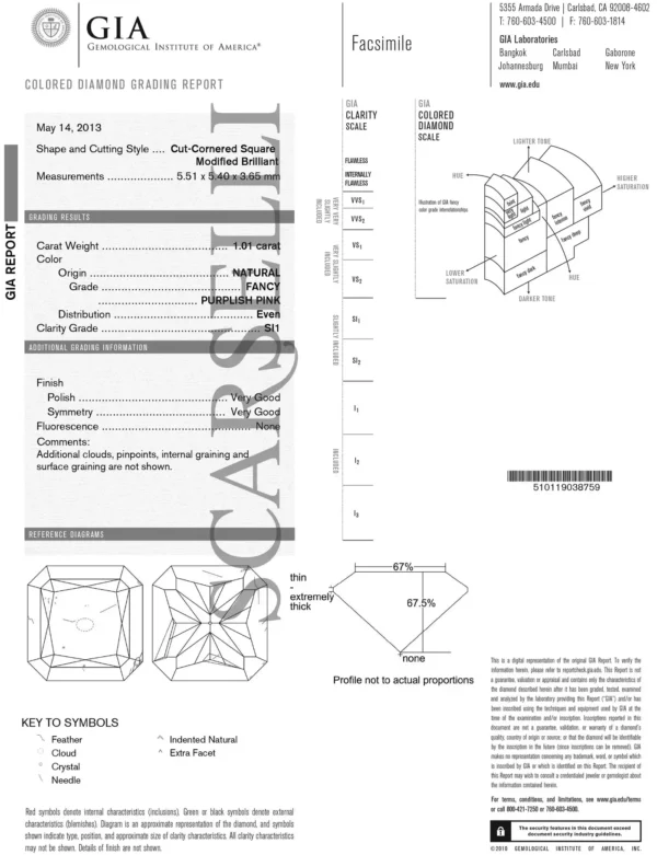 Scarselli Fancy Purple-Pink 1.00 carat Radiant Cut Diamond Engagement Ring - Image 6