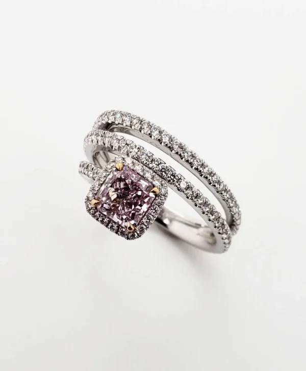 Scarselli Fancy Purple-Pink 1.00 carat Radiant Cut Diamond Engagement Ring - Image 5