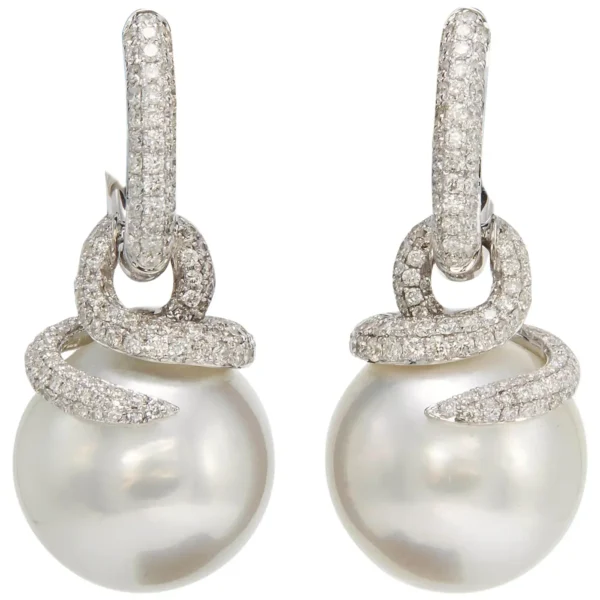 South Sea Pearl Diamond Drop Earri