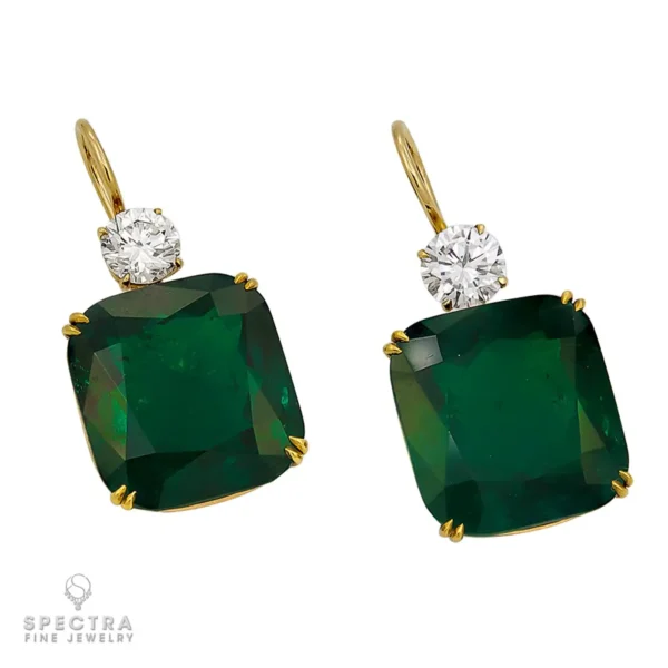 Spectra Fine Jewellery Certified Emerald Diamond Drop Earrings - Image 3