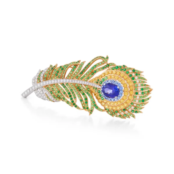 Tiffany & Co. Diamond Tanzanite and Sapphire Feather Brooch - Image 4