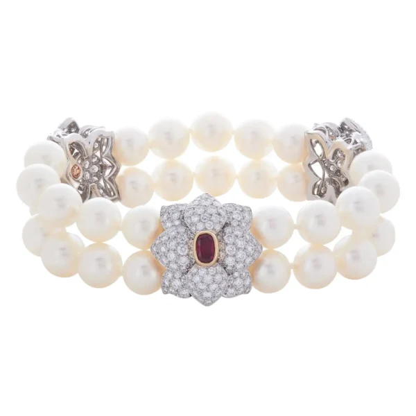 Buy Ruby Pearl and Diamond Brace