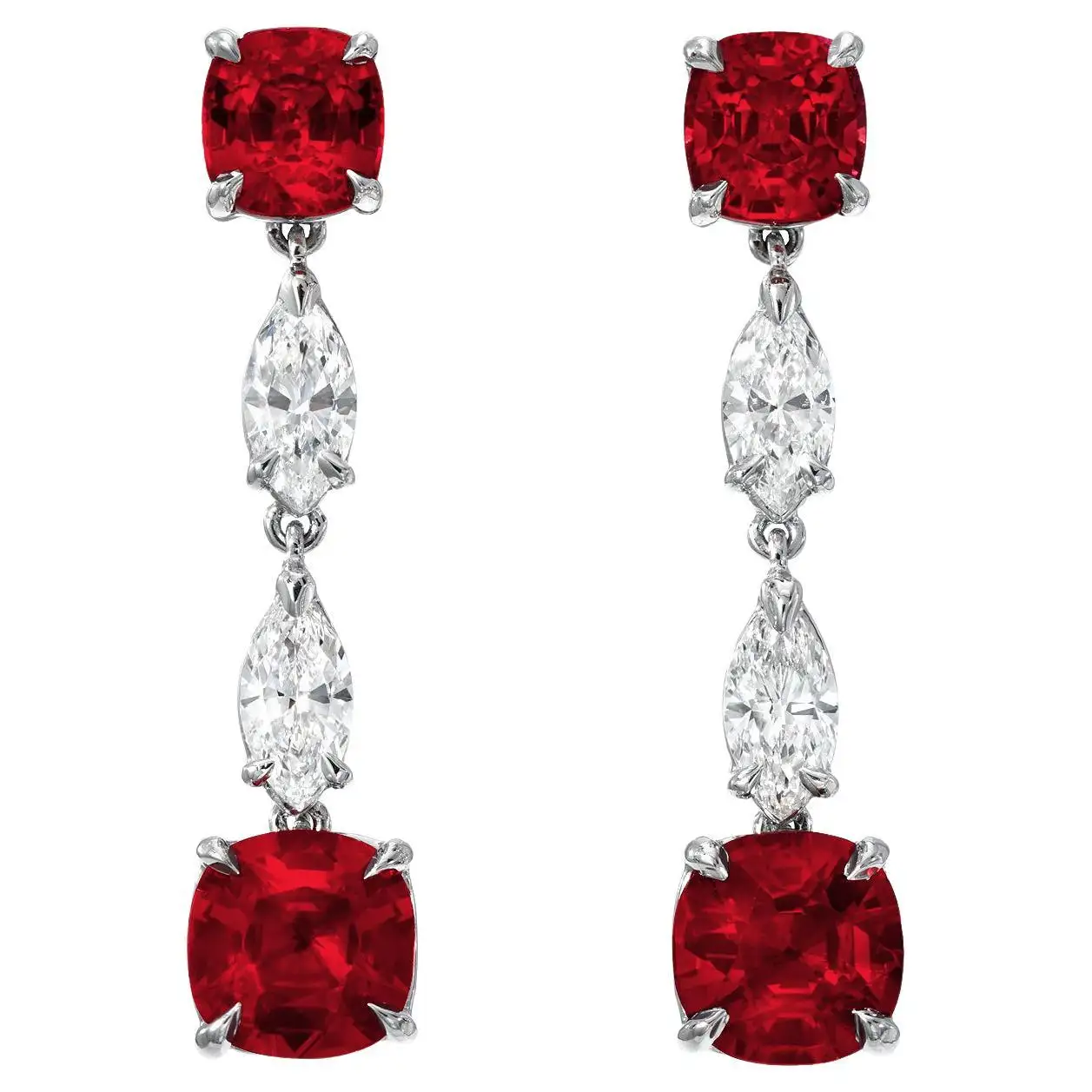 Unheated Ruby Earrings Cushion Cut