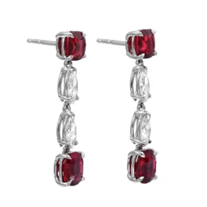 Unheated Ruby Earrings Cushion Cut 4.35 Carats GIA