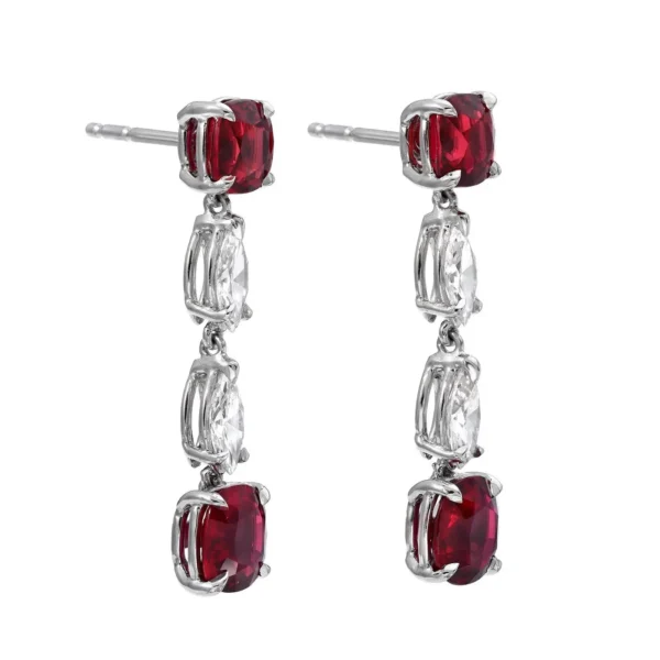 Unheated Ruby Earrings Cushion Cut 4.35 Carats GIA - Image 2