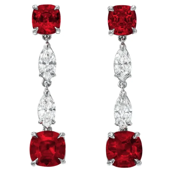 Unheated Ruby Earrings Cushion Cut 4.35 Carats GIA - Image 6