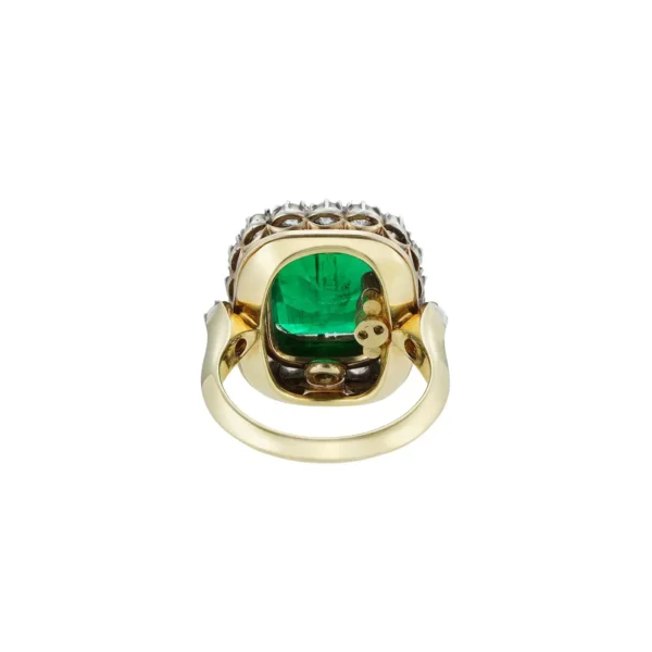 Victorian Colombian Emerald and Diamond Cluster Ring - Image 4