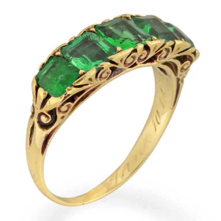 Victorian Emerald Five Stone Carve