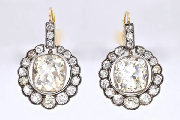 Victorian Old Cushion Shape Diamond Earrings 23.17 Carat - Image 4