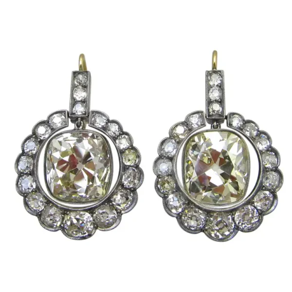 Victorian Old Cushion Shape Diamond Earrings 23.17 Carat - Image 6