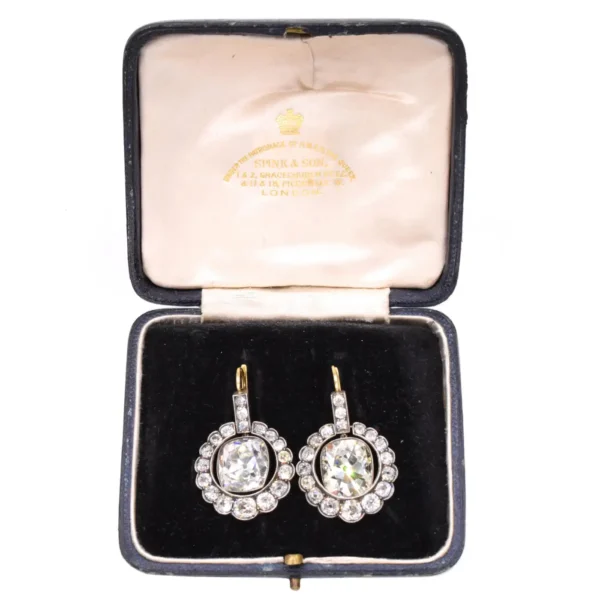 Victorian Old Cushion Shape Diamond Earrings 23.17 Carat - Image 2