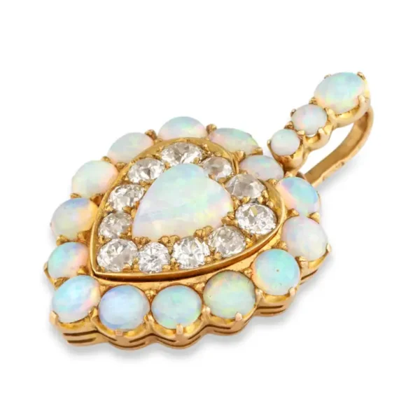 Victorian Opal Diamond Gold Heart