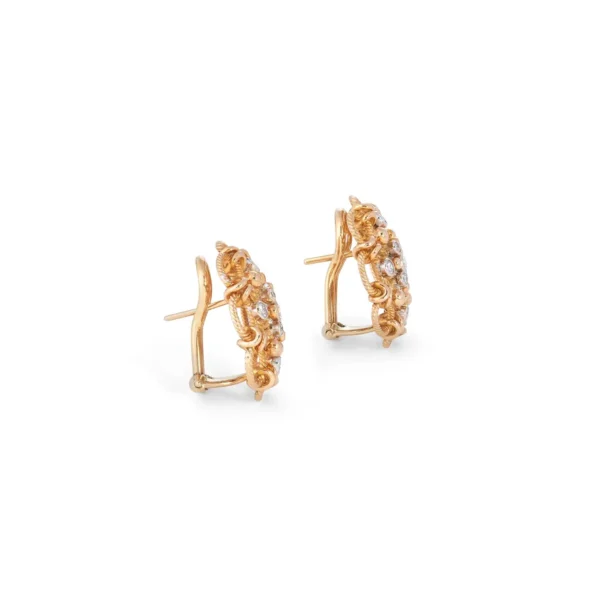 Vintage Yellow Gold and Diamond Earrings - Image 4