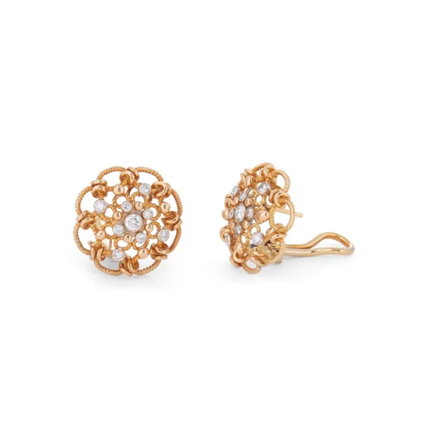 Vintage Yellow Gold and Diamond Earrings - Image 2