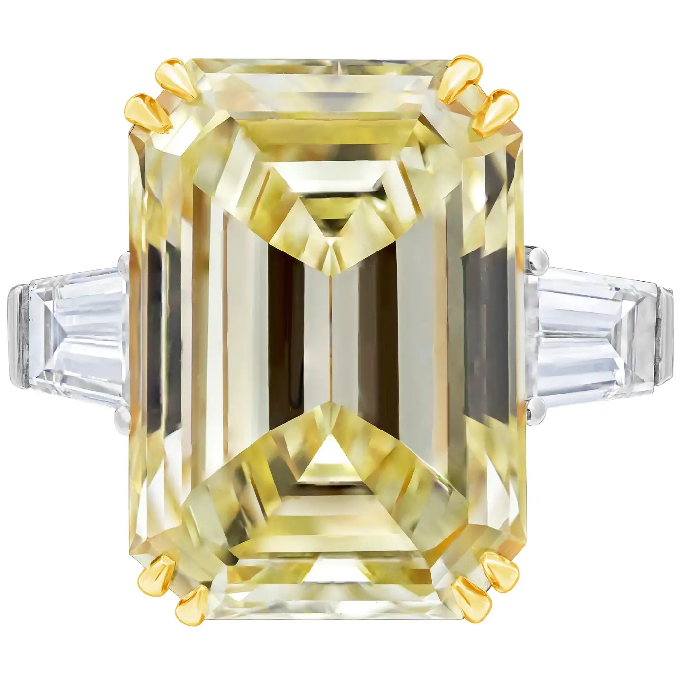 Yellow Emerald Cut Diamond Three-S