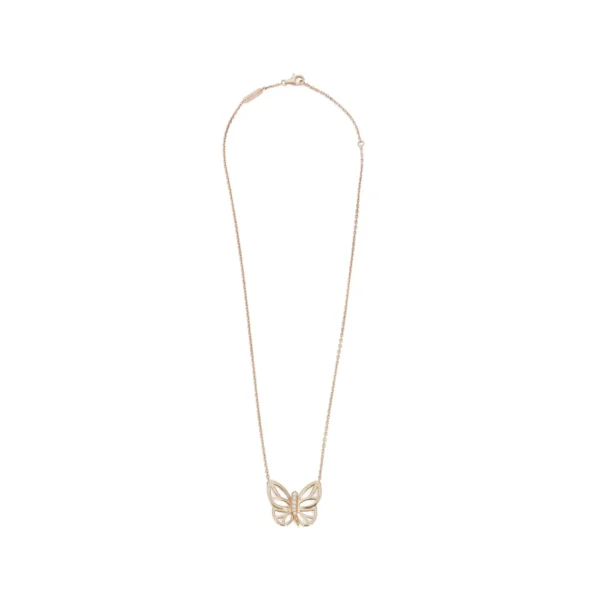 Yellow Gold Diamond Butterfly Pendant Necklace - Image 6