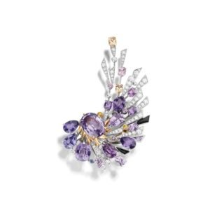 Buy Chaumet Lueurs d’Orage Brooch – White gold, yellow gold, purple sapphires