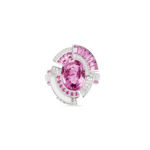 Chaumet Labyrinthe Ring For Sale – White gold, pink sapphire, agate, diamonds.