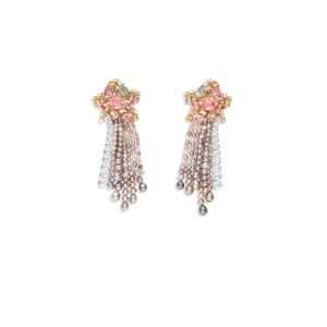 Buy Comète des Mers Earrings – White and rose gold, Padparadscha sapphires