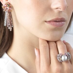 Comète des Mers Ring – White and rose gold, fine pearls