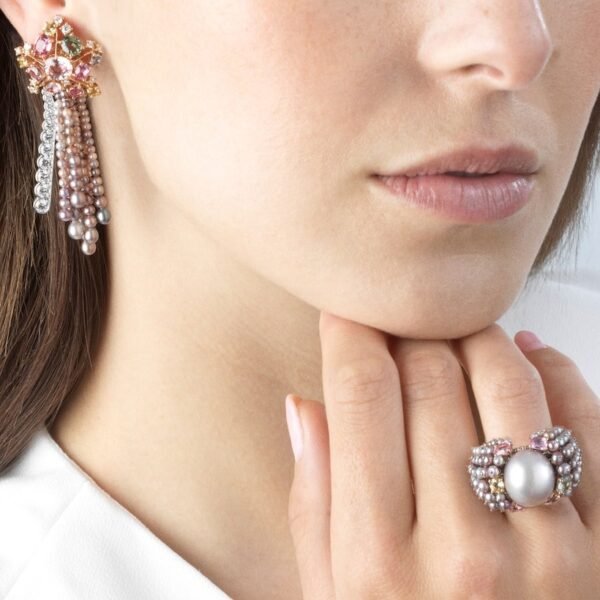 Comète des Mers Ring - White and rose gold, fine pearls - Image 2