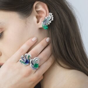 Buy Chaumet Gulfstream Earrings – White gold, emeralds, sapphires, diamonds