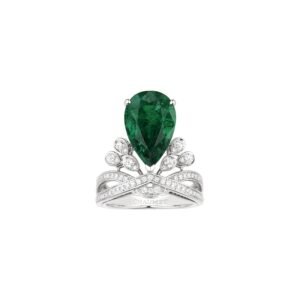 Joséphine Aigrette Impériale 5cts solitaire – Platinum, emerald, diamonds