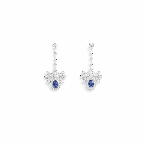 Joséphine Aigrette Impériale earrings - White gold, sapphires, diamonds