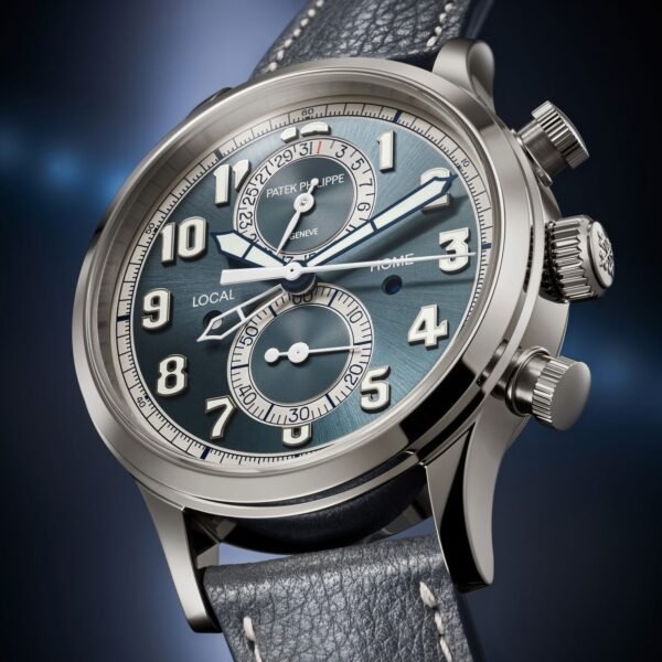 Buy Patek Philippe 5924G-001 Complications Calatrava Pilot Travel Time Chronograph White Gold Blue-Gray Dial - Image 7