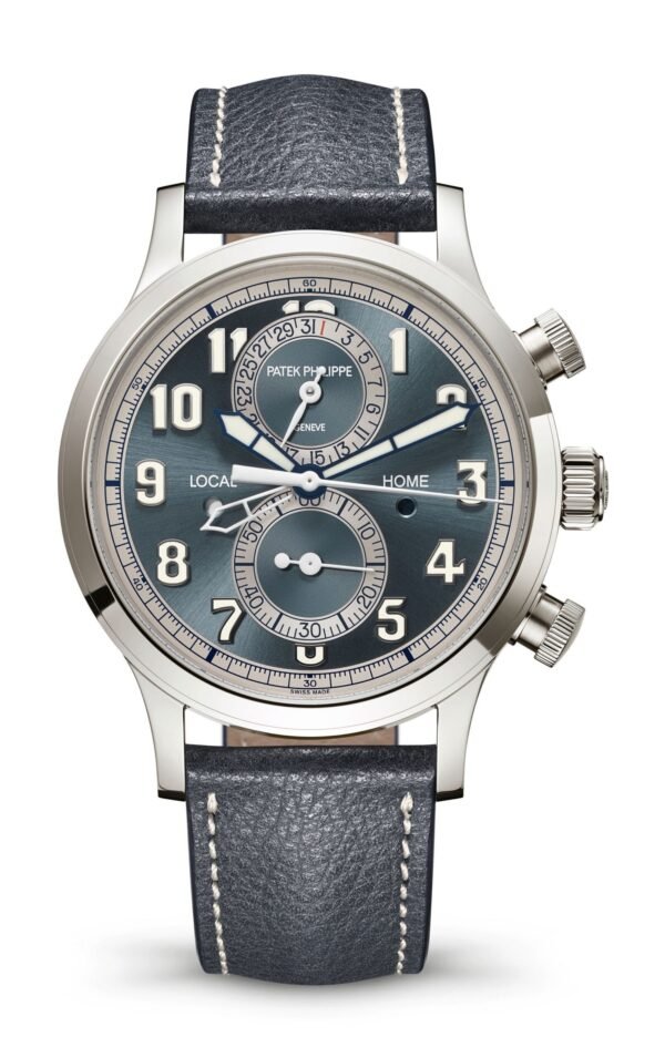 Buy Patek Philippe 5924G-001 Complications Calatrava Pilot Travel Time Chronograph White Gold Blue-Gray Dial - Image 8