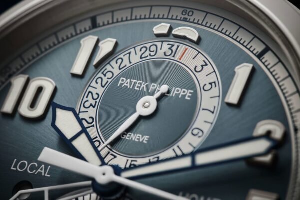 Buy Patek Philippe 5924G-001 Complications Calatrava Pilot Travel Time Chronograph White Gold Blue-Gray Dial - Image 6