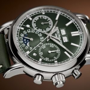 Buy Patek Philippe 5204G-001 Grand Complications Split-Seconds Chronograph Perpetual Calendar White Gold Olive Green Dial