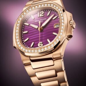 Buy Patek Philippe 7010/1R-013 Nautilus Date Sweep Seconds Quartz Rose Gold/Diamonds Lacquered Purple Dial – BRAND NEW