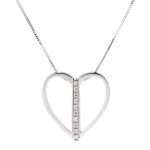 Bliss Diamond White Gold Heart Nec