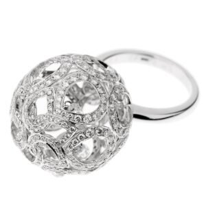 Boucheron High Jewelry Diamond & Briollete White Gold Cocktail Ring