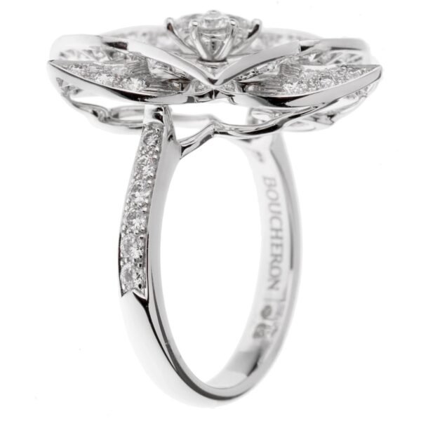 Boucheron Large Flower Diamond White Gold Cocktail Ring Sz 6 1/4 - Image 2