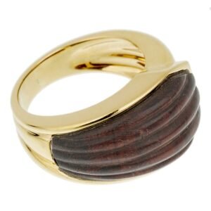 Boucheron Paris Wood Yellow Gold Cocktail Ring Circa 1970s