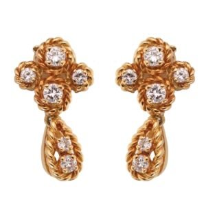 Boucheron Vintage Diamond Yellow Gold Drop Earrings