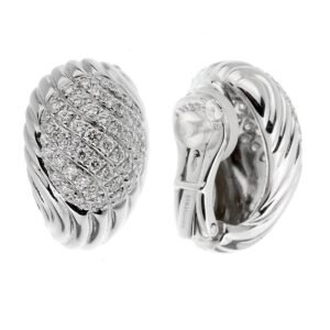 Boucheron Vintage White Gold Diamond Swirl Earrings