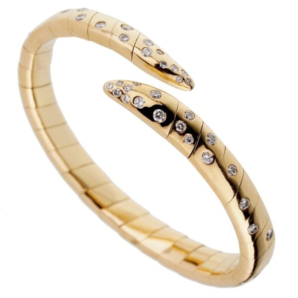 Boucheron Vintage Yellow Gold Diamond Cuff Bracelet - Image 2