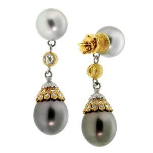 Buccellati Pearl Diamond Drop Earrings