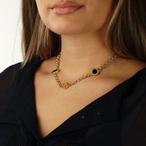 Bulgari Lapis Coral Onyx Vintage Yellow Gold Necklace